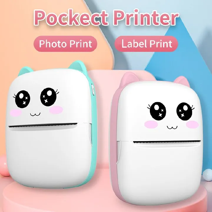 New portable mini printer wireless Bluetooth Android iOS mobile photo thermal printer label manufacturer with paper roll