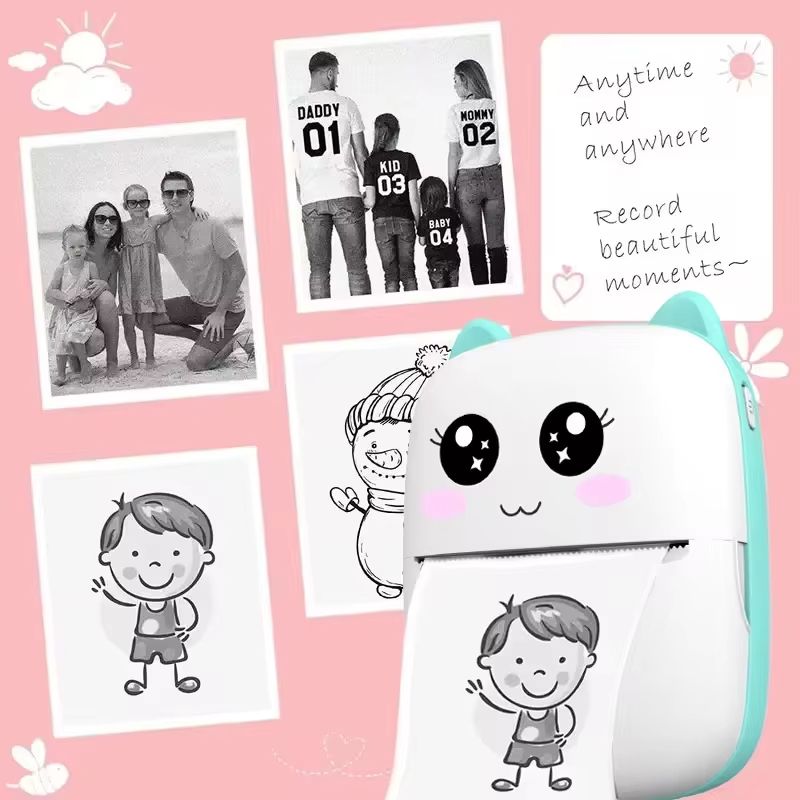 New portable mini printer wireless Bluetooth Android iOS mobile photo thermal printer label manufacturer with paper roll