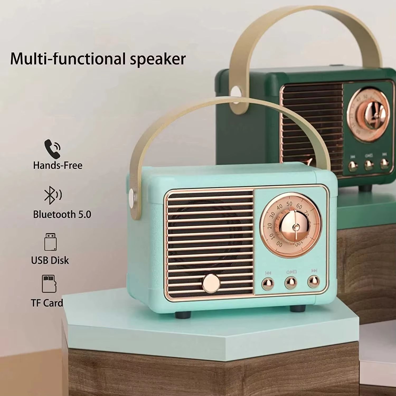 Wireless portable Bluetooth speaker, mini subwoofer, creative retro radio Bluetooth speaker, mini Bluetooth speaker