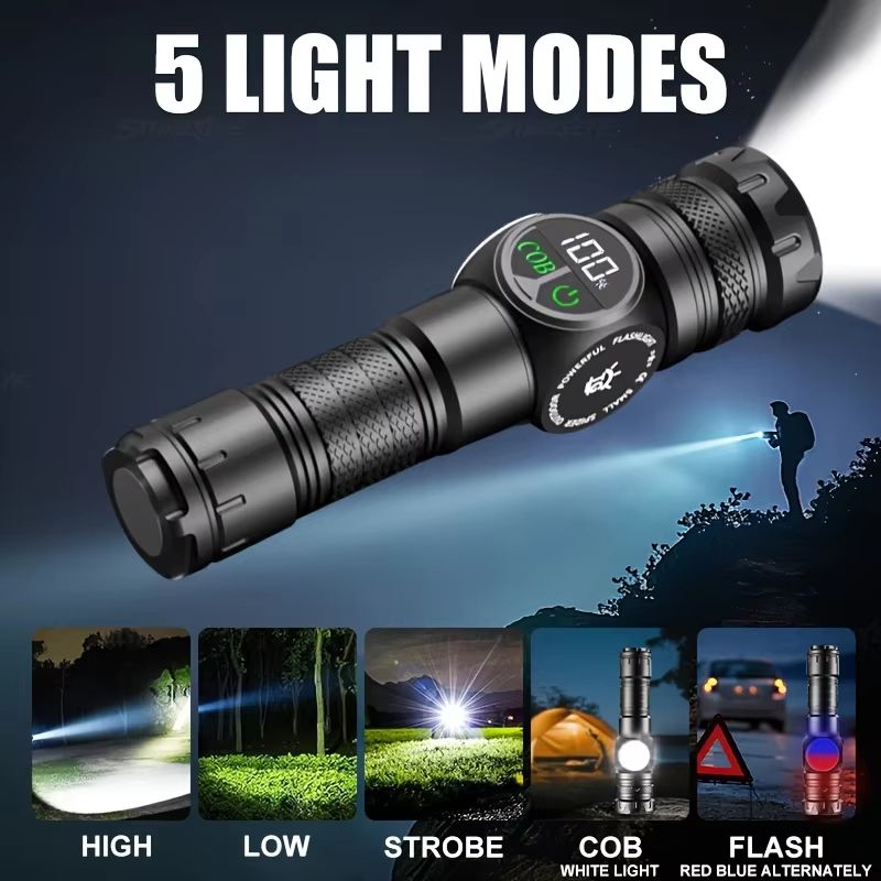 Super Bright LED Flashlight USB Rechargeable Flash light Long Range Tactical Torch Outdoor Waterproof Camping Fishing Lantern