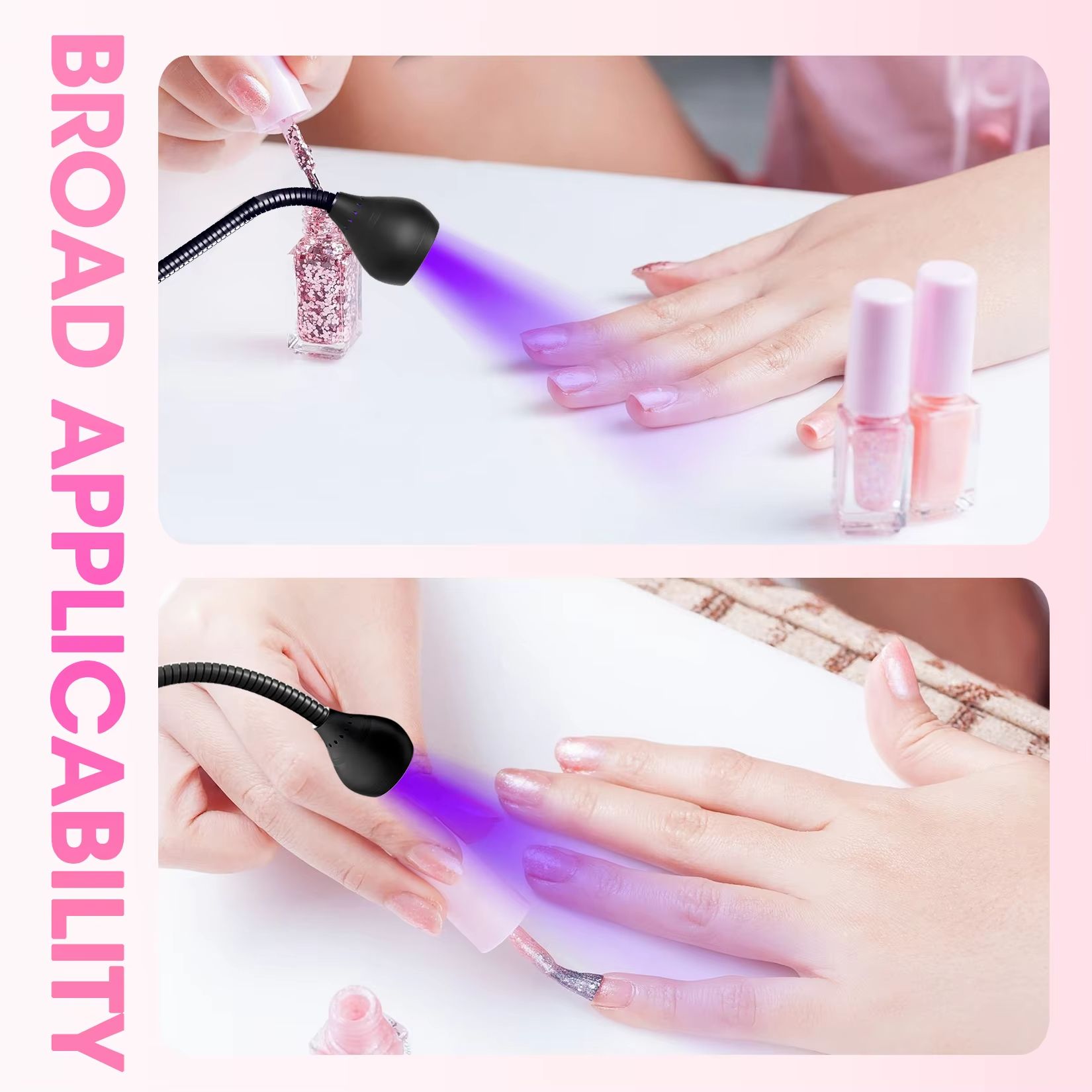 Nail dryer nail lamp 395nm wavelength clip desktop mini USB, suitable for gel nail polish nail polish UV curing lamp nail baking lamp nail salon tools