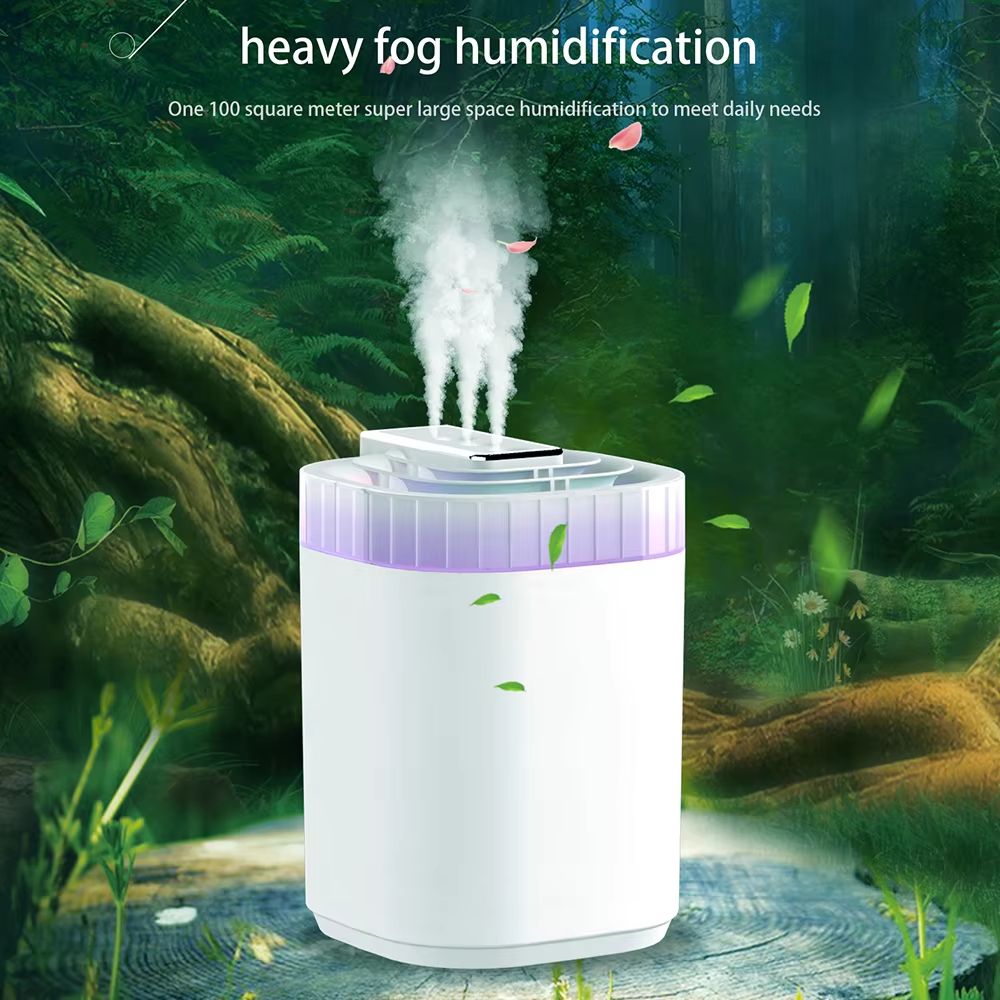 3L Ultrasonic Air Humidifier Cool Mist Humidifier with Night Light and Three Nozzles Quiet USB Aromatic Humidifier for Home
