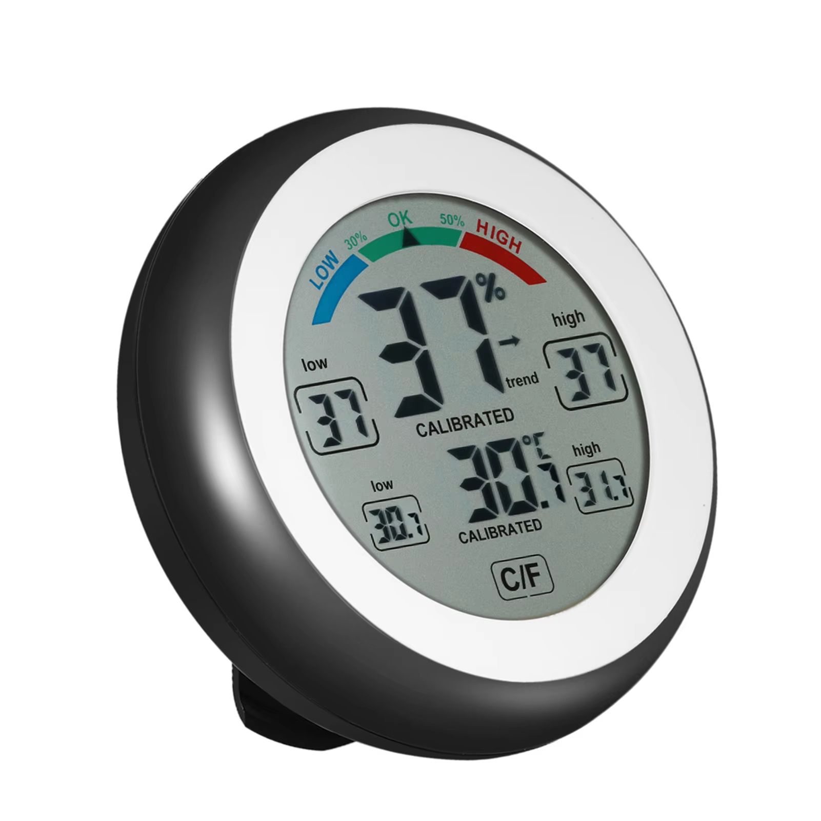 Digital thermometer, hygrometer, temperature and humidity meter, circular household digital display temperature and humidity meter, indoor humidity meter, mini temperature and humidity meter