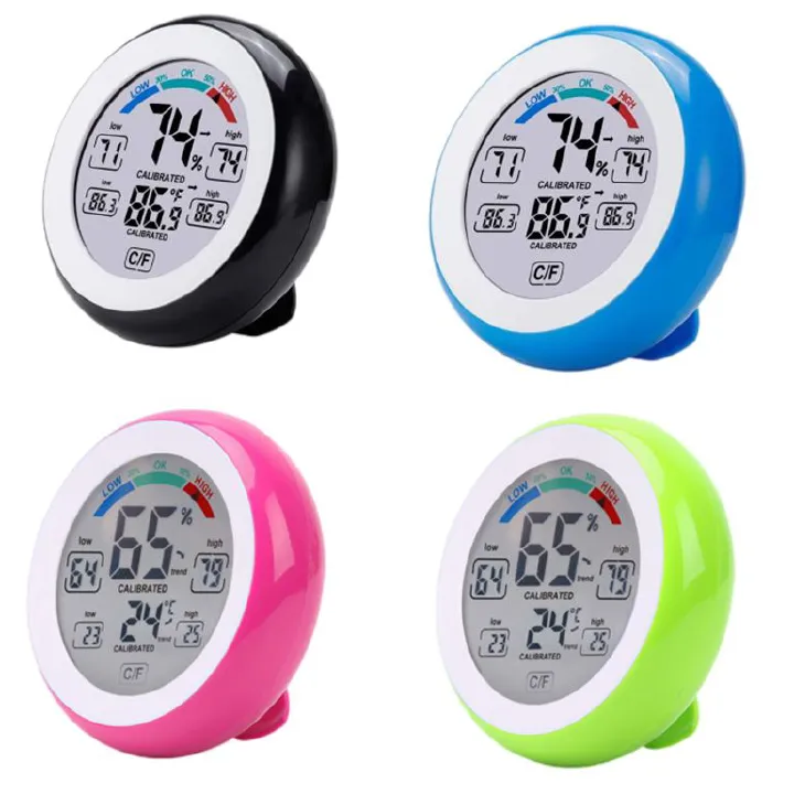 Digital thermometer, hygrometer, temperature and humidity meter, circular household digital display temperature and humidity meter, indoor humidity meter, mini temperature and humidity meter