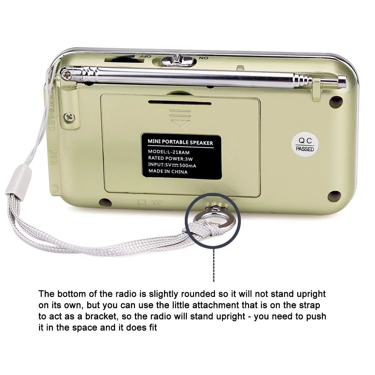 Super bass ultra-thin portable speaker, portable card insertion radio, HIFI FM radio speaker L-218, equipped with TF USB auxiliary flashlight charging battery