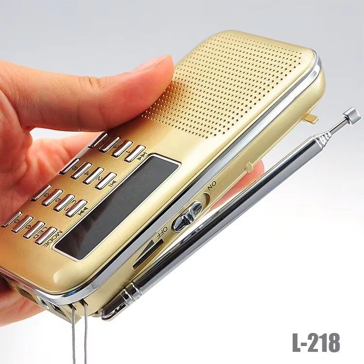 Super bass ultra-thin portable speaker, portable card insertion radio, HIFI FM radio speaker L-218, equipped with TF USB auxiliary flashlight charging battery