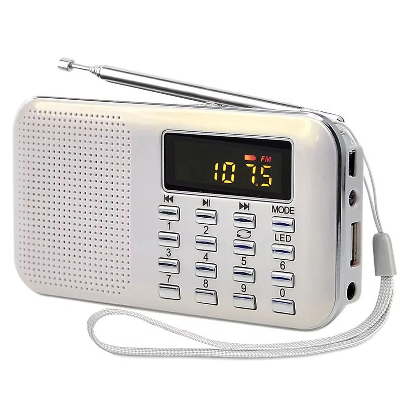 Super bass ultra-thin portable speaker, portable card insertion radio, HIFI FM radio speaker L-218, equipped with TF USB auxiliary flashlight charging battery