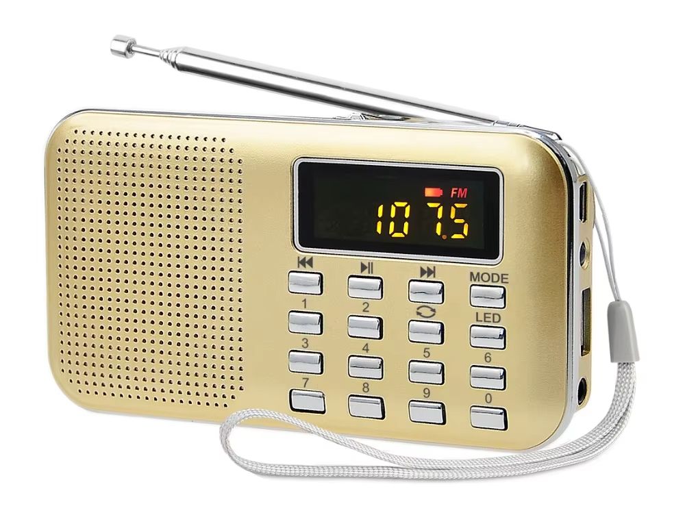 Super bass ultra-thin portable speaker, portable card insertion radio, HIFI FM radio speaker L-218, equipped with TF USB auxiliary flashlight charging battery