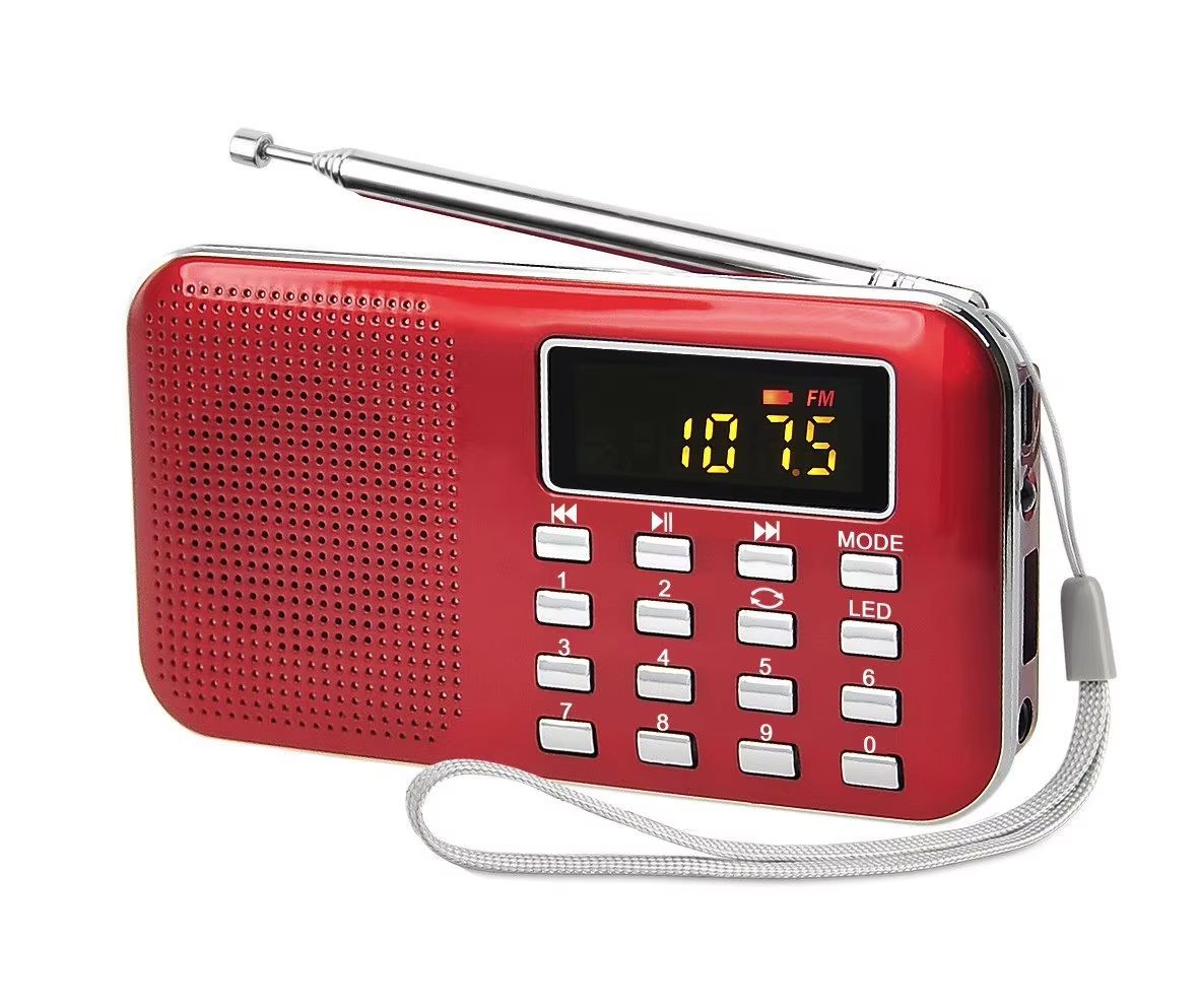 Super bass ultra-thin portable speaker, portable card insertion radio, HIFI FM radio speaker L-218, equipped with TF USB auxiliary flashlight charging battery