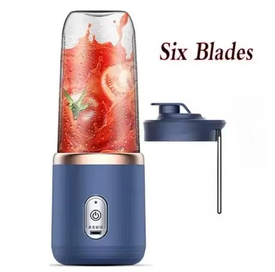 Portable juice mixer, personal electric mini bottle, household USB 6 blade kitchen juicer cup machine, portable charging small household juicer cup, fully automatic multifunctional juicer cup