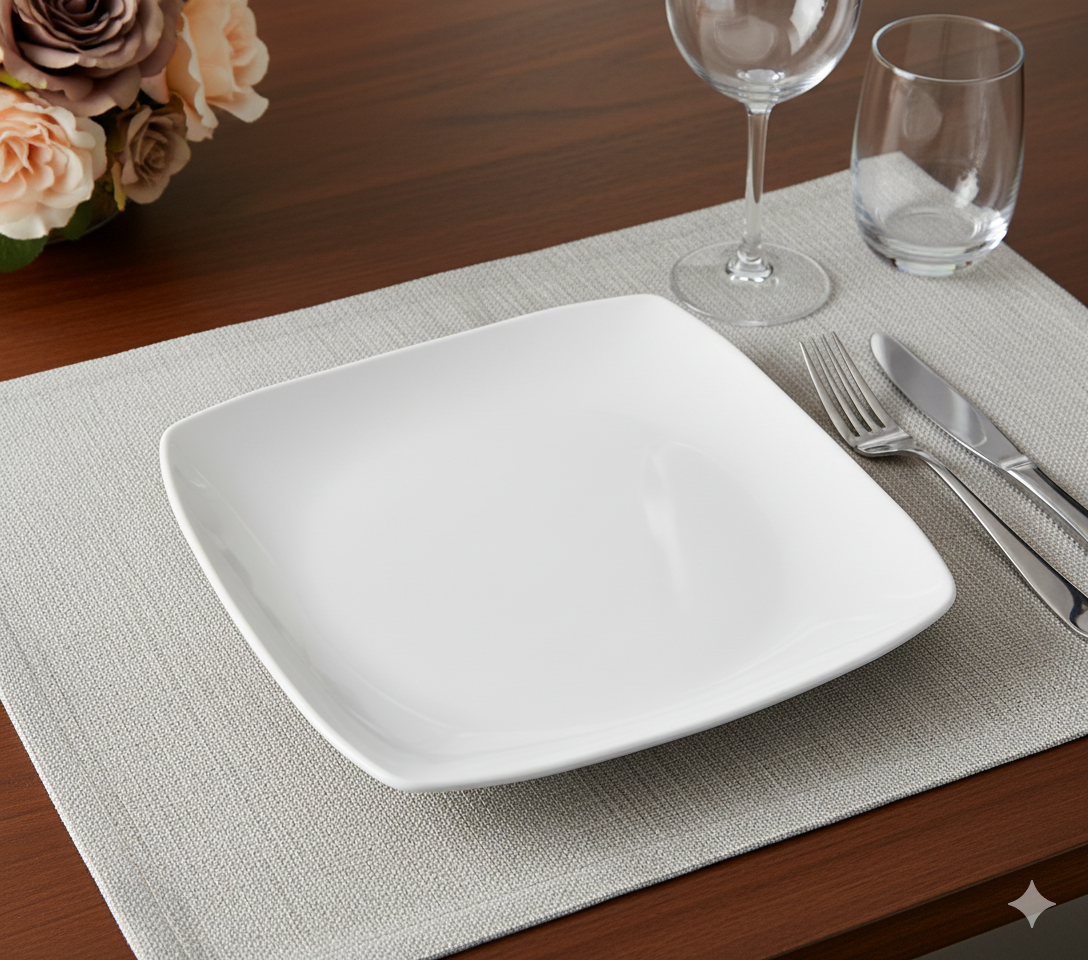 6 Pcs Oasis Melamine Square Dinner Plate 9.5" . A great addition to any tabletop style, Polar White exudes a simple design that is perfect for fast casual or outdoor dining service. Code PO-04