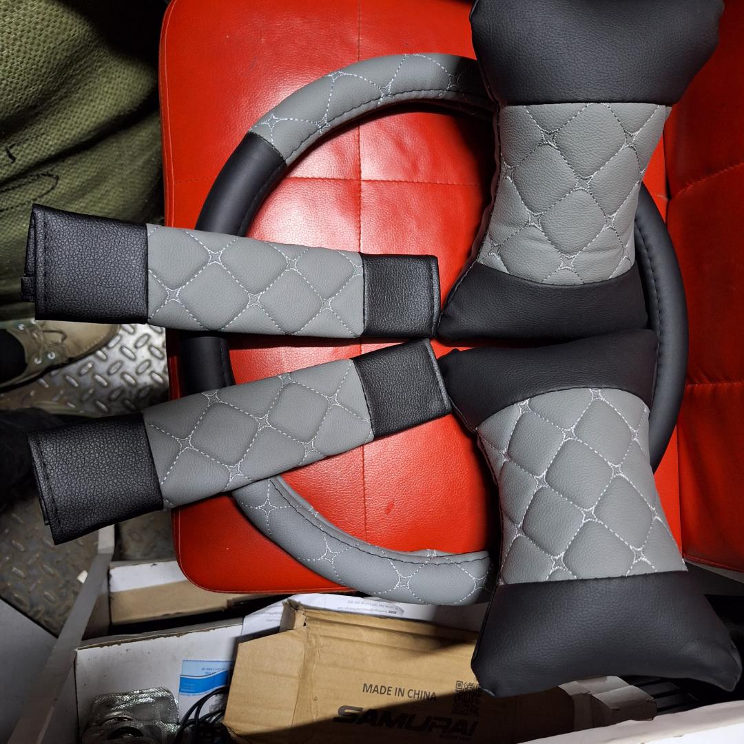 Universal car steering wheel seat belt pad and neck pillows Combo