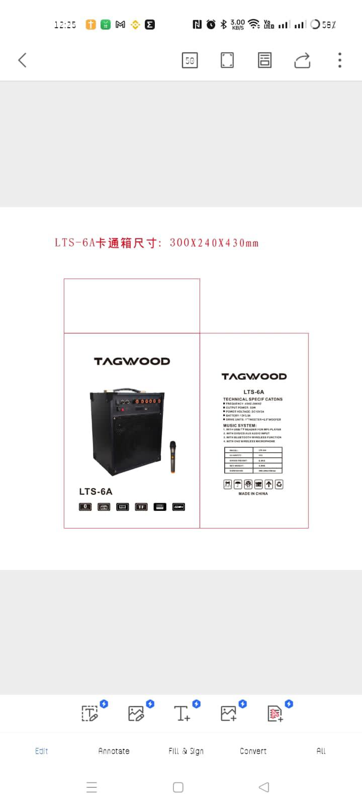 Tagwood LTS-6A Trolley Portable Speaker with Bluetooth, FM Radio, free wireless Microphone. Woofer Outdoor Speaker