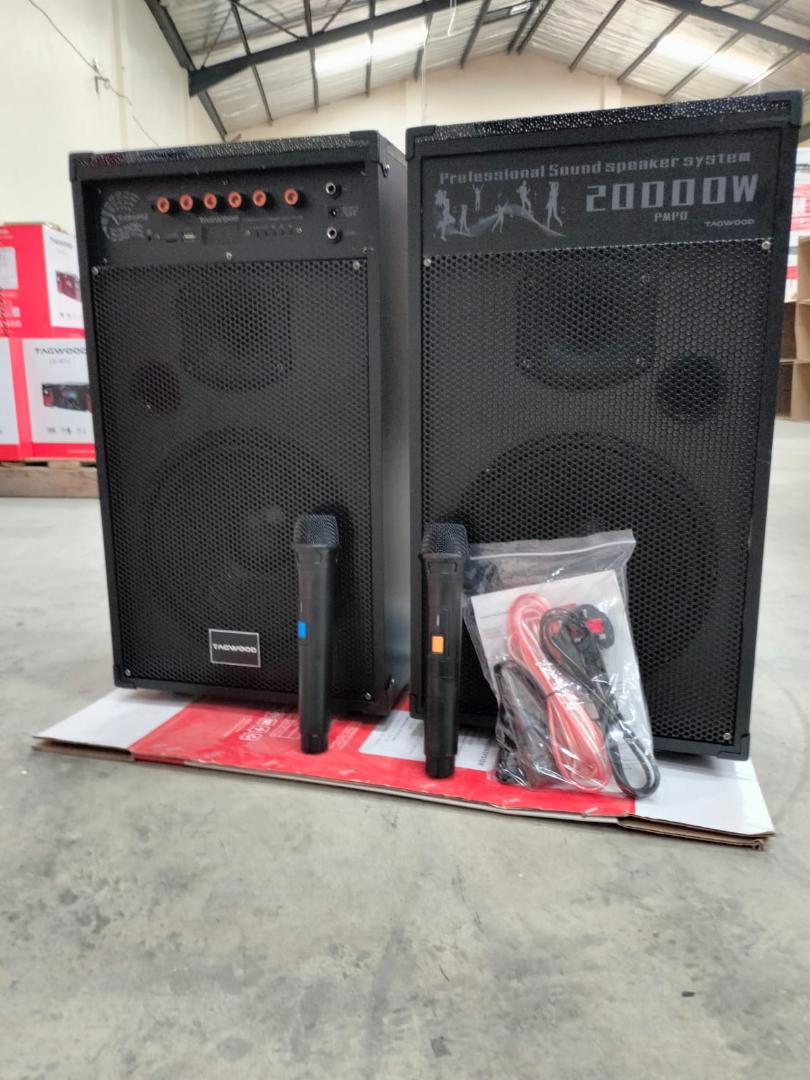 Tagwood LTS-10D Outdoor Speaker with Bluetooth, FM Radio, two free wireless Microphone. used for both indoor and outdoor use, offering robust sound performance and a range of connecti