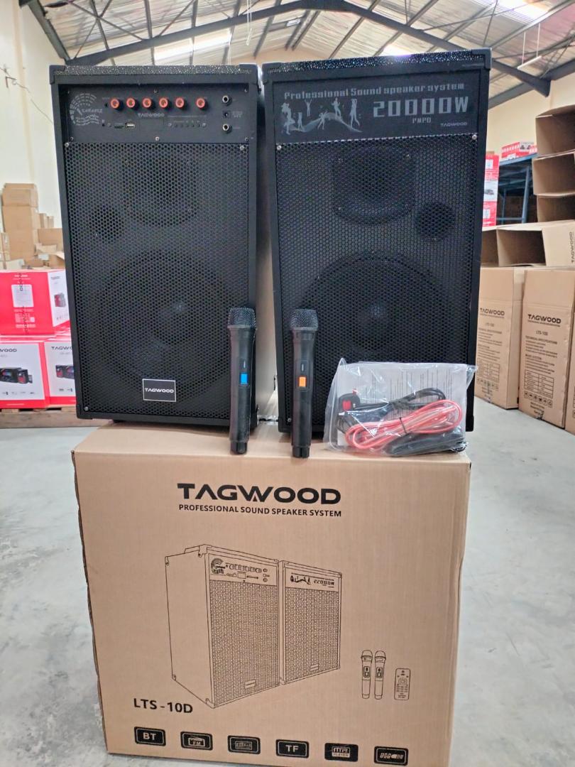 Tagwood LTS-10D Outdoor Speaker with Bluetooth, FM Radio, two free wireless Microphone. used for both indoor and outdoor use, offering robust sound performance and a range of connecti