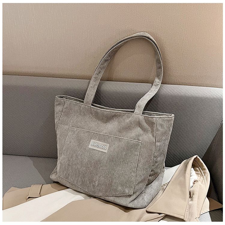 Corduroy Shoulder Bags 2025 Women Fashion Leisure College Style Shopper Multi-Pocket Large Capacity Designer Handbags Totes Bags