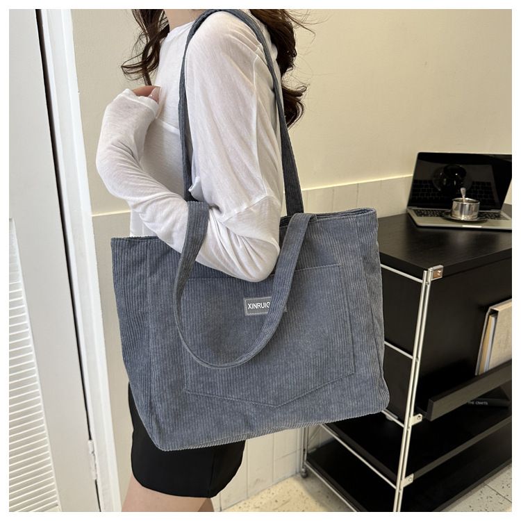 Corduroy Shoulder Bags 2025 Women Fashion Leisure College Style Shopper Multi-Pocket Large Capacity Designer Handbags Totes Bags