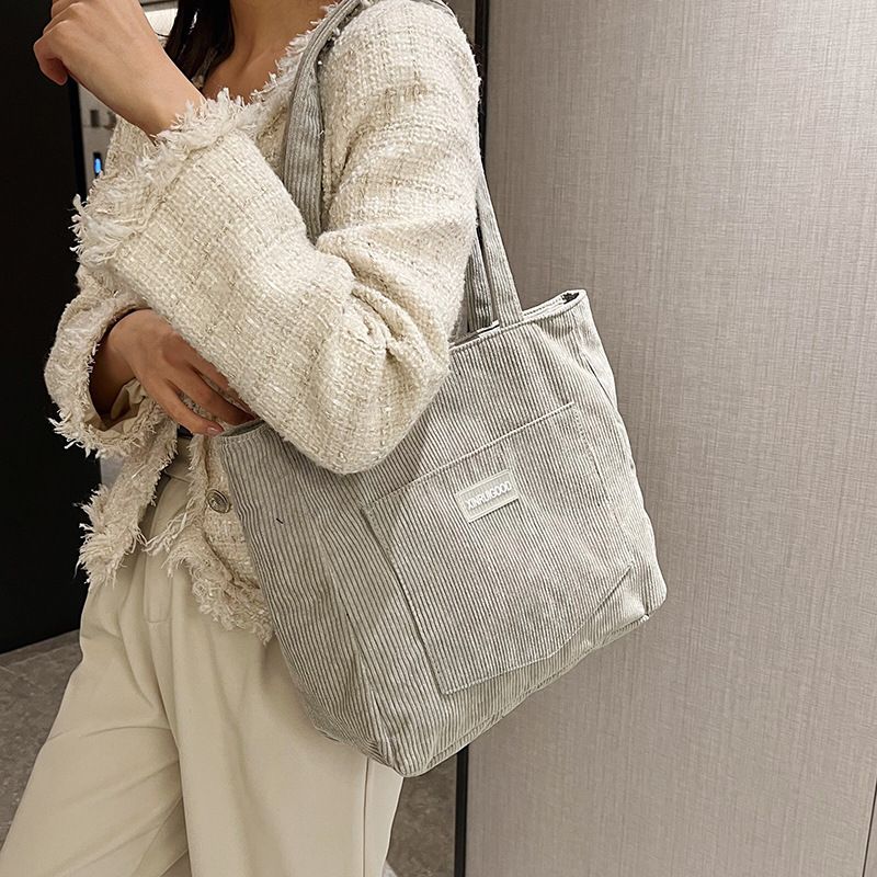 Corduroy Shoulder Bags 2025 Women Fashion Leisure College Style Shopper Multi-Pocket Large Capacity Designer Handbags Totes Bags