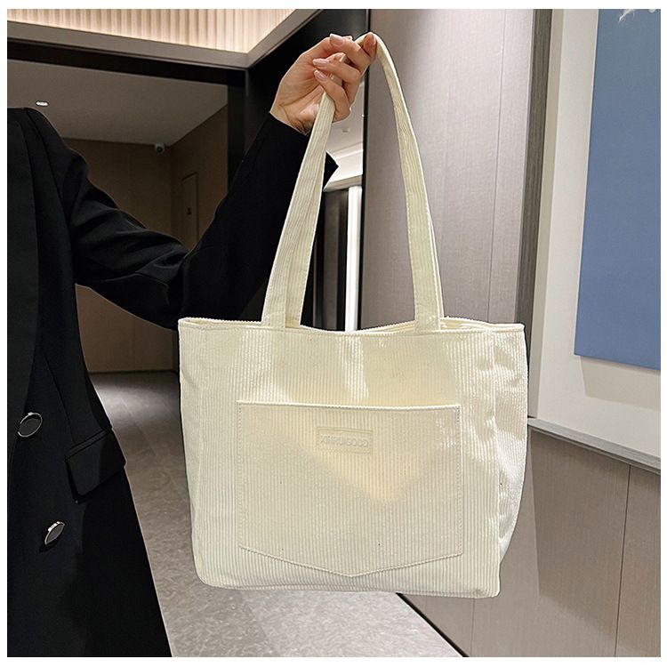 Corduroy Shoulder Bags 2025 Women Fashion Leisure College Style Shopper Multi-Pocket Large Capacity Designer Handbags Totes Bags