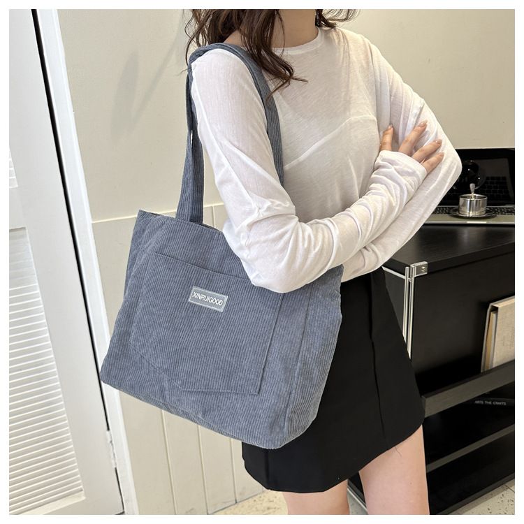Corduroy Shoulder Bags 2025 Women Fashion Leisure College Style Shopper Multi-Pocket Large Capacity Designer Handbags Totes Bags