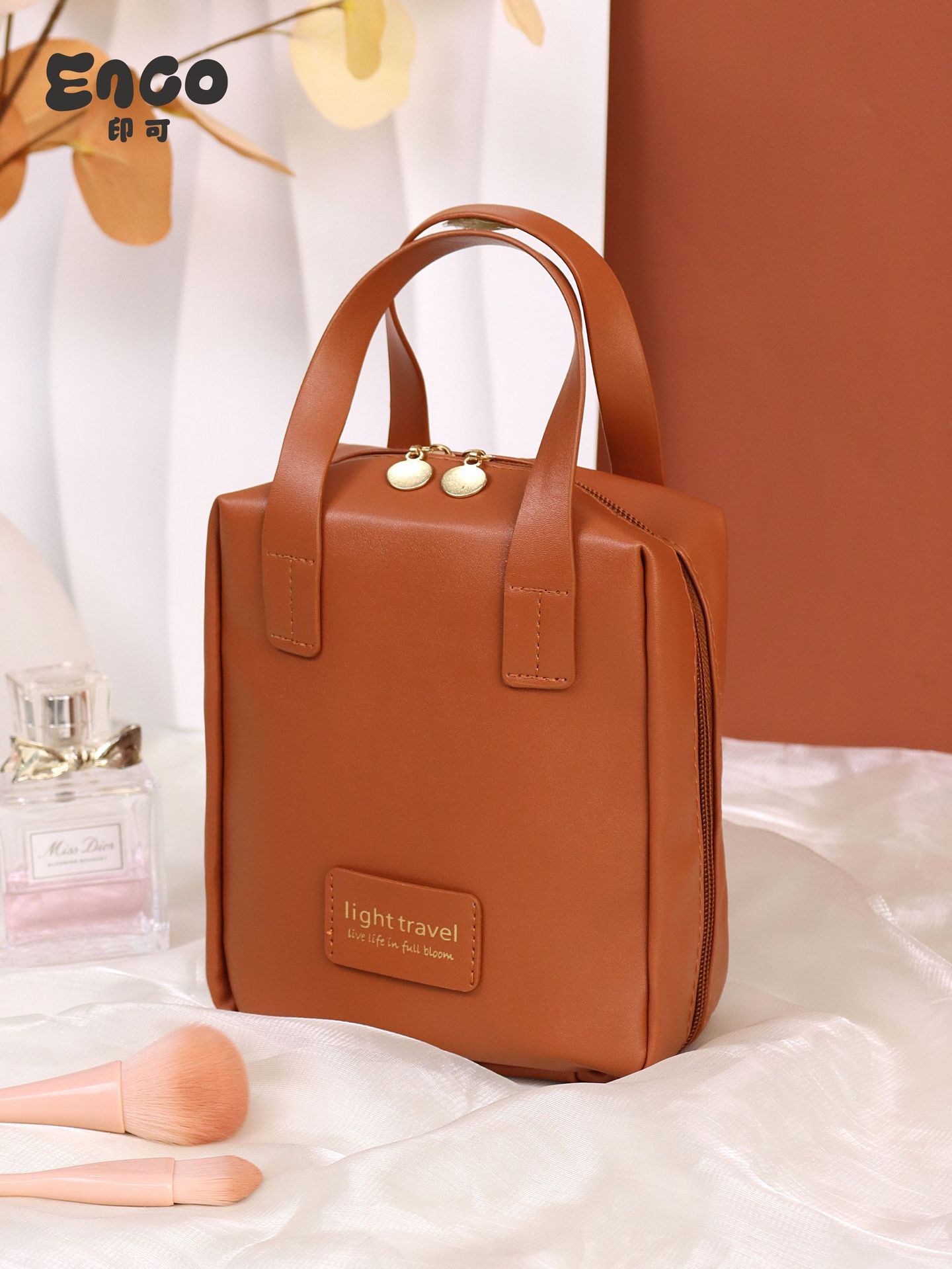 Small Travel Cosmetic Bag for Women Leather Makeup Organizer Female Toiletry Kit Bags Make Up Case Storage Pouch Luxury Lady Box
