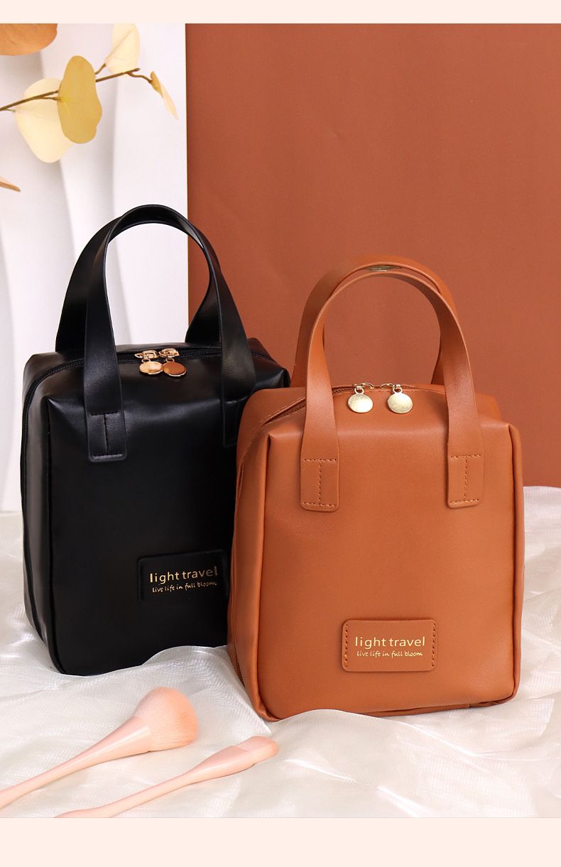 Small Travel Cosmetic Bag for Women Leather Makeup Organizer Female Toiletry Kit Bags Make Up Case Storage Pouch Luxury Lady Box