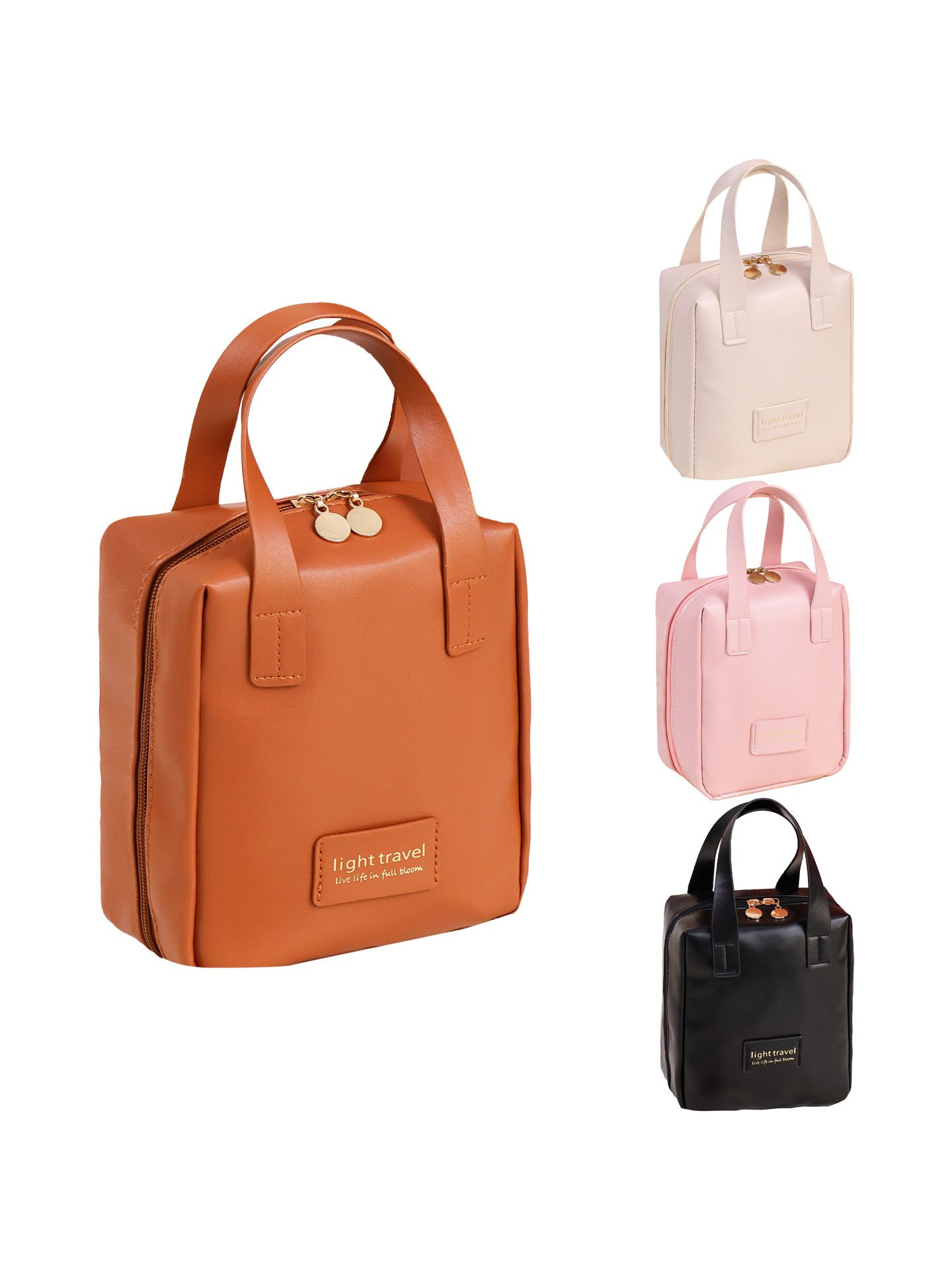 Small Travel Cosmetic Bag for Women Leather Makeup Organizer Female Toiletry Kit Bags Make Up Case Storage Pouch Luxury Lady Box