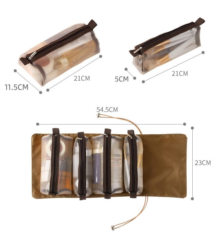 Makeup Bags Detachable 4Pcs in 1 Portable Cosmetic Bag Travel Folding Separable Toiletry Storage Bag Organizer Make Up Pouch New