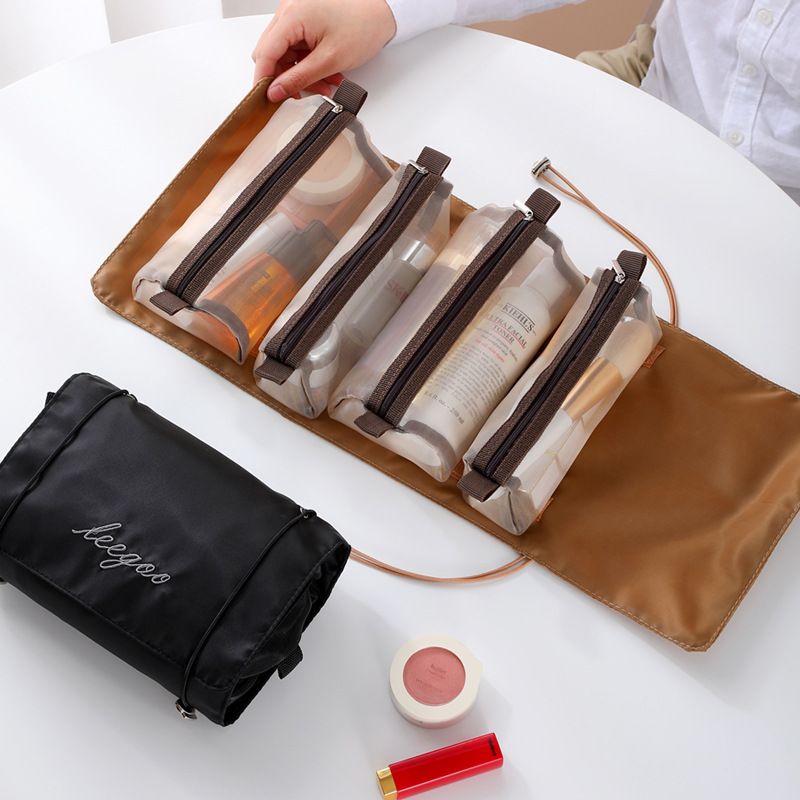 Makeup Bags Detachable 4Pcs in 1 Portable Cosmetic Bag Travel Folding Separable Toiletry Storage Bag Organizer Make Up Pouch New