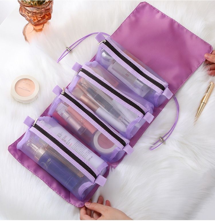 Makeup Bags Detachable 4Pcs in 1 Portable Cosmetic Bag Travel Folding Separable Toiletry Storage Bag Organizer Make Up Pouch New