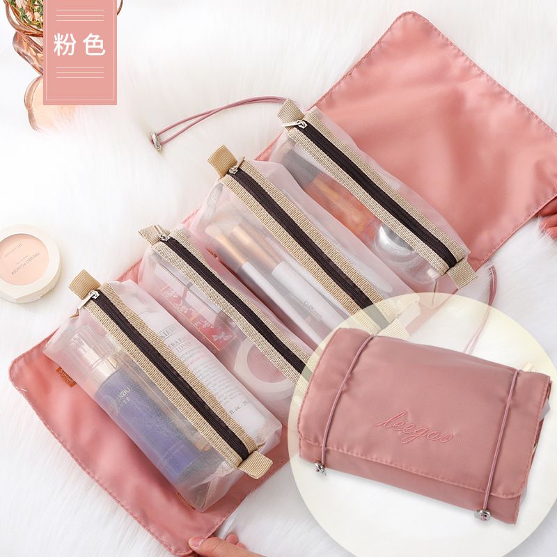Makeup Bags Detachable 4Pcs in 1 Portable Cosmetic Bag Travel Folding Separable Toiletry Storage Bag Organizer Make Up Pouch New