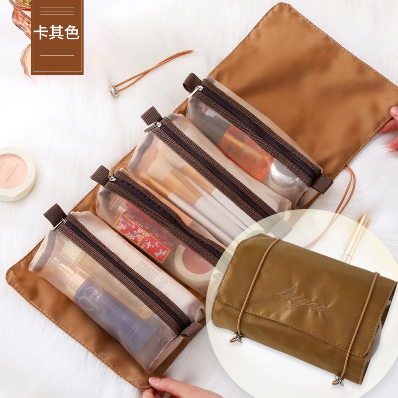 Makeup Bags Detachable 4Pcs in 1 Portable Cosmetic Bag Travel Folding Separable Toiletry Storage Bag Organizer Make Up Pouch New