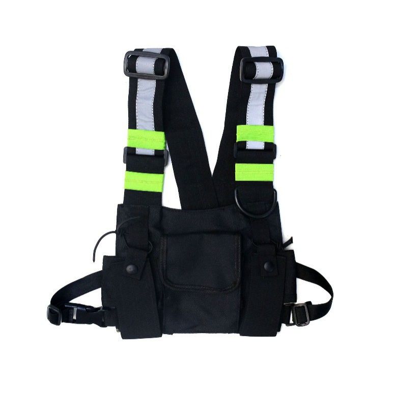 Fashion Streetwear Men Hip-Hop Chest Bag Tactical Vest Nylon Military Vest Chest Rig Pack Pouch Holster Tactical Harness Walkie