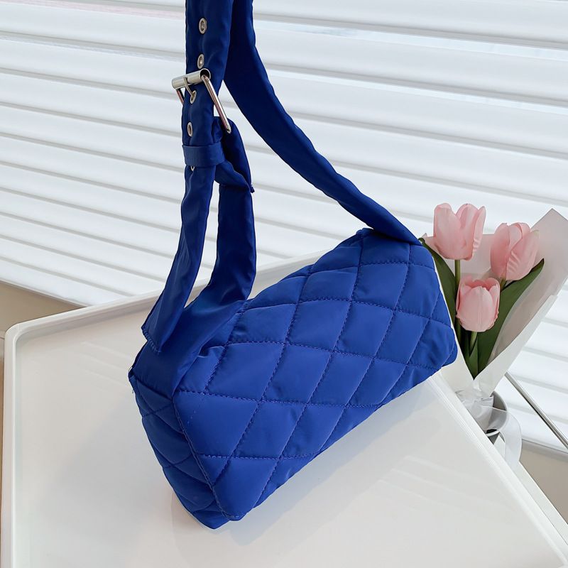 Fashion Women Nylon Embroidery Thread Clutch Messenger Bag Zipper Small Crossbody Bag Vintage Lattice Top-handle Bags For Women