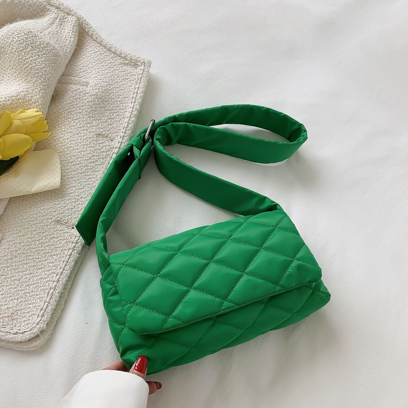 Fashion Women Nylon Embroidery Thread Clutch Messenger Bag Zipper Small Crossbody Bag Vintage Lattice Top-handle Bags For Women