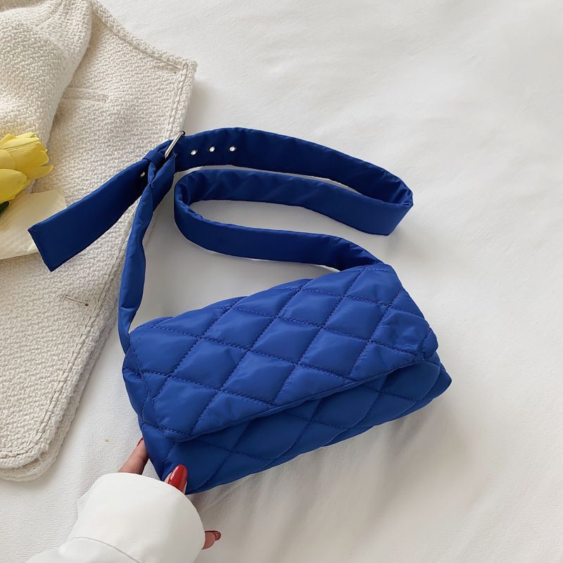 Fashion Women Nylon Embroidery Thread Clutch Messenger Bag Zipper Small Crossbody Bag Vintage Lattice Top-handle Bags For Women