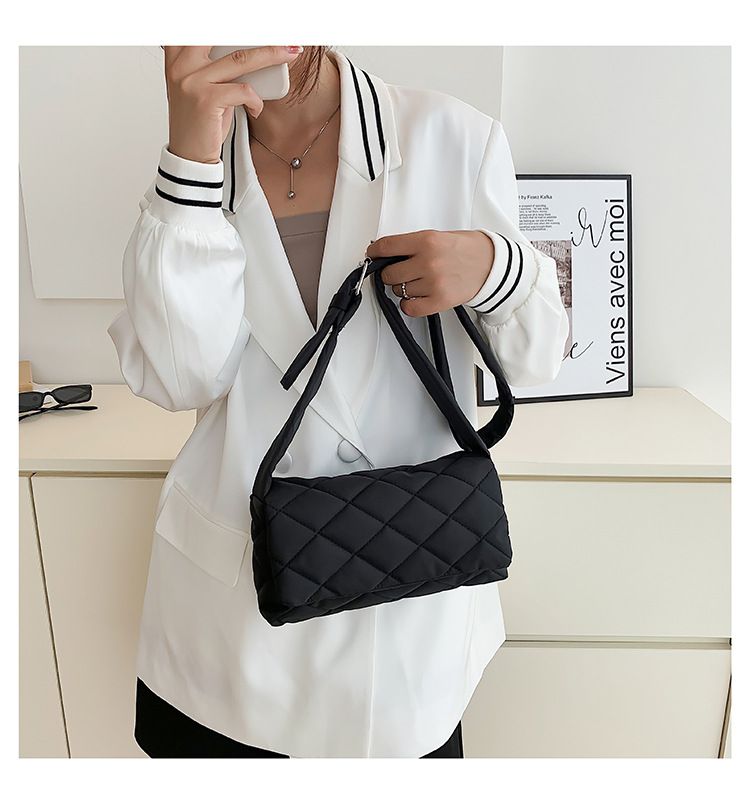 Fashion Women Nylon Embroidery Thread Clutch Messenger Bag Zipper Small Crossbody Bag Vintage Lattice Top-handle Bags For Women