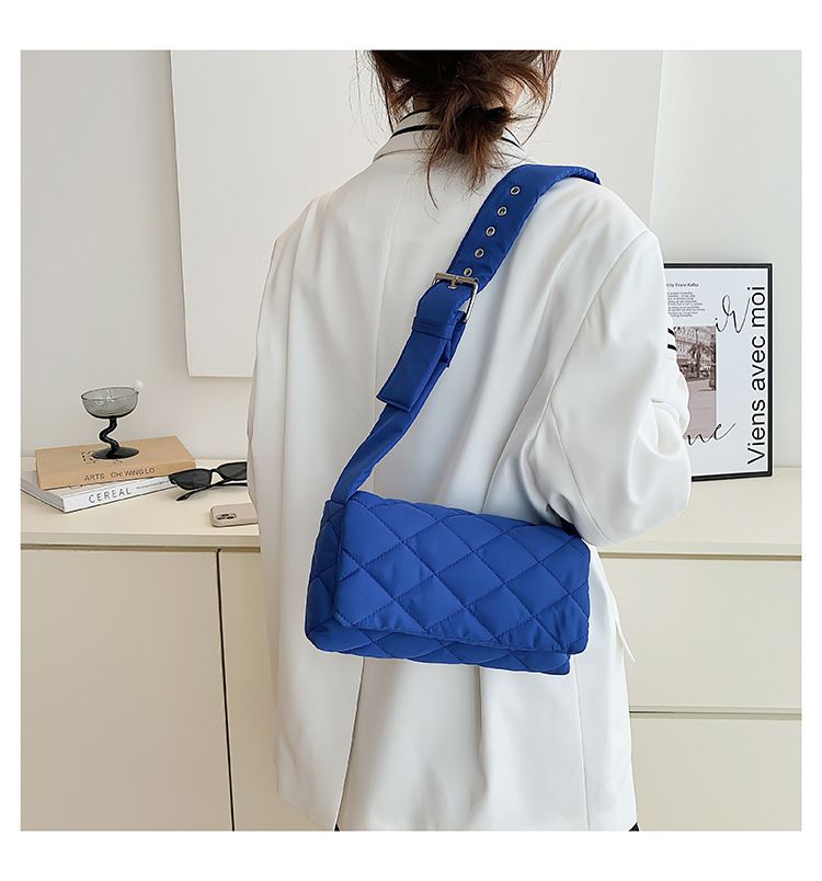 Fashion Women Nylon Embroidery Thread Clutch Messenger Bag Zipper Small Crossbody Bag Vintage Lattice Top-handle Bags For Women