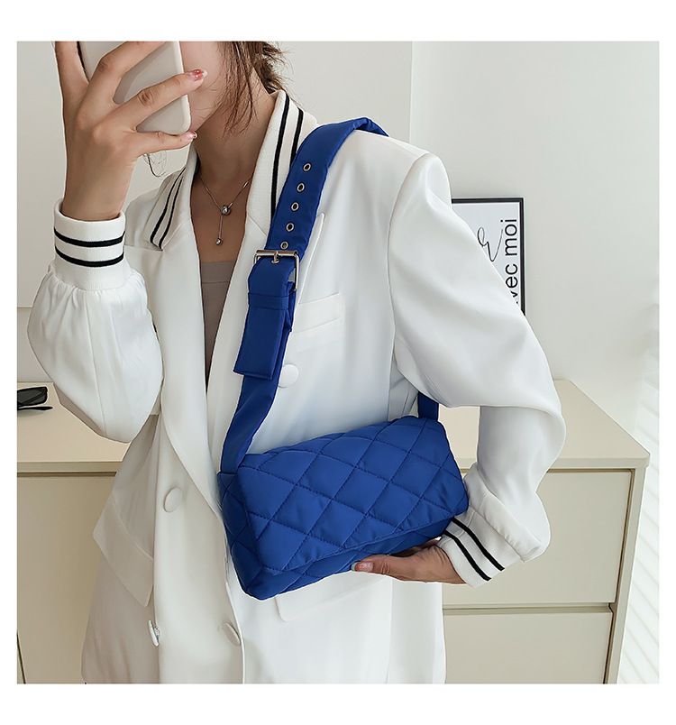 Fashion Women Nylon Embroidery Thread Clutch Messenger Bag Zipper Small Crossbody Bag Vintage Lattice Top-handle Bags For Women