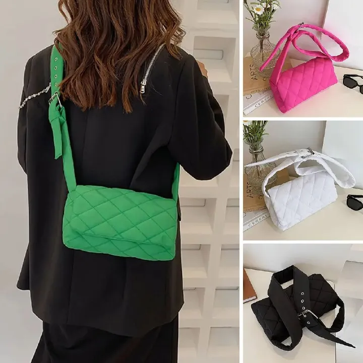 Fashion Women Nylon Embroidery Thread Clutch Messenger Bag Zipper Small Crossbody Bag Vintage Lattice Top-handle Bags For Women