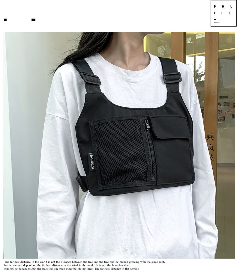 Unisex Oxford Cloth Casual Vest Utility Chest Bags Hip-Hop Zipper Vest Waist for Women Man Outdoor Shopping Travel
