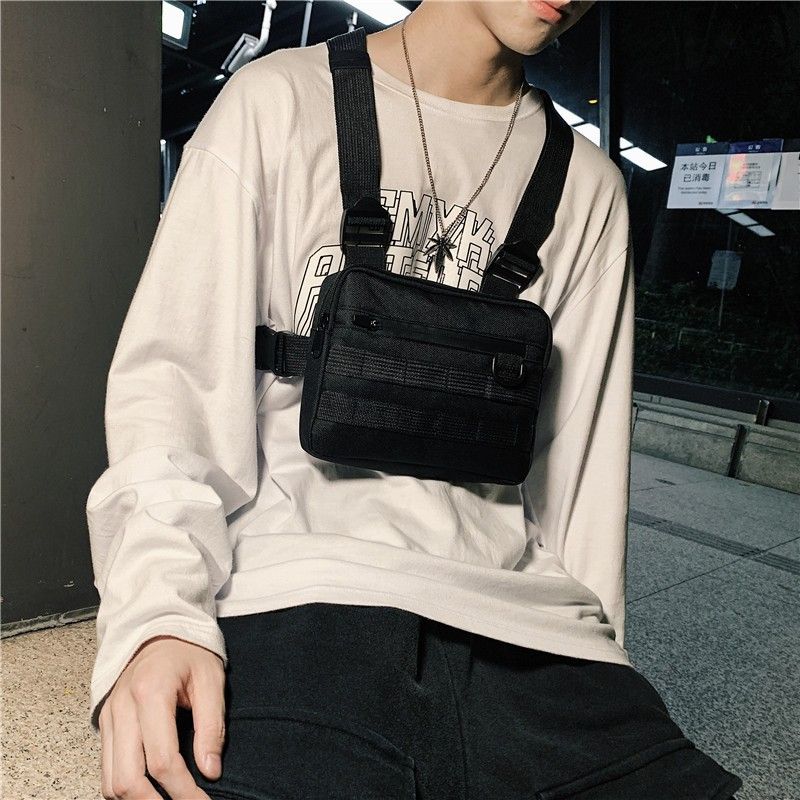 Unisex Oxford Cloth Casual Vest Utility Chest Bags Hip-Hop Zipper Vest Waist for Women Man Outdoor Shopping Travel
