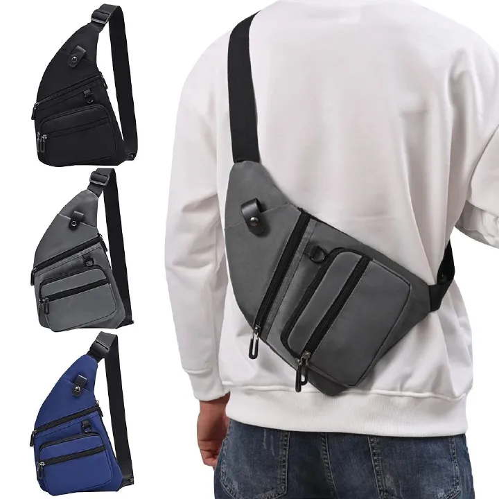 Oxford Men's Bag Fanny Pack Multi-Pocket Waterproof Casual Chest Bag Men Waist Pack Cell Phone Pouch Purse Portable Sling Bags