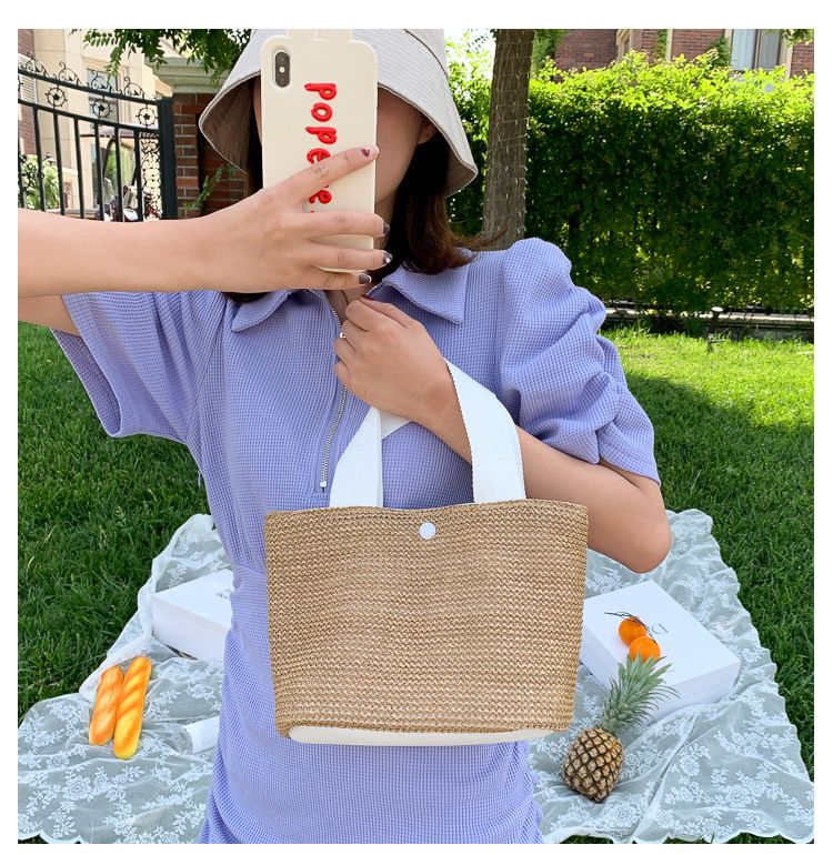Elegant Ladies Straw Woven Handbag Women Holiday Beach Casual Tote Top-Handle Bags Fashion Retro Shoulder Bags