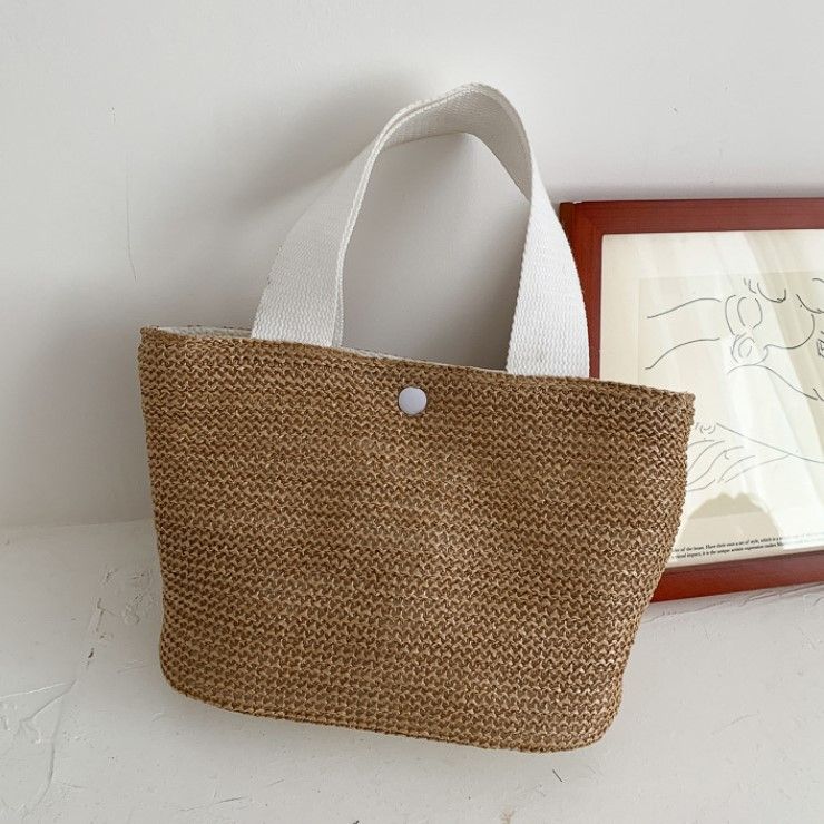 Elegant Ladies Straw Woven Handbag Women Holiday Beach Casual Tote Top-Handle Bags Fashion Retro Shoulder Bags
