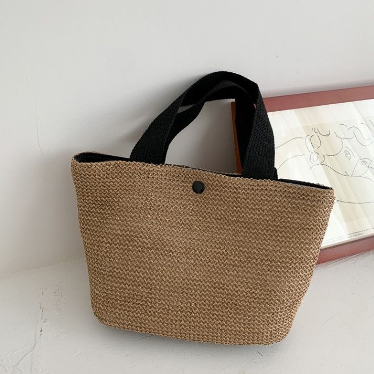 Elegant Ladies Straw Woven Handbag Women Holiday Beach Casual Tote Top-Handle Bags Fashion Retro Shoulder Bags