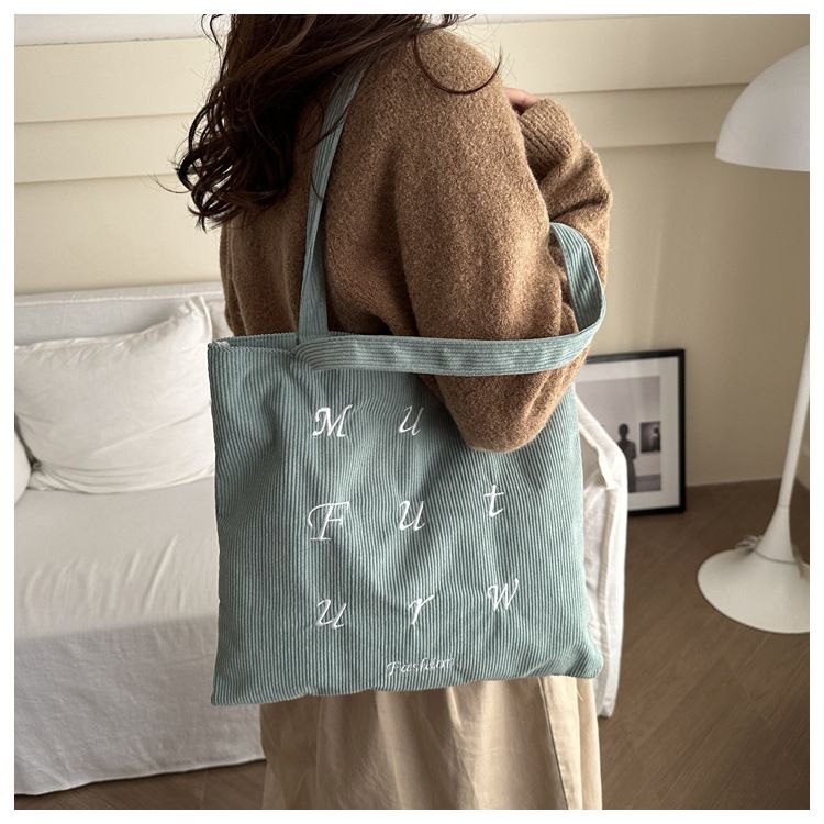 Corduroy Bag Handbags for Women Shoulder Bags Female Soft Environmental Storage Reusable Girls Small and Large Shopper Totes Bag