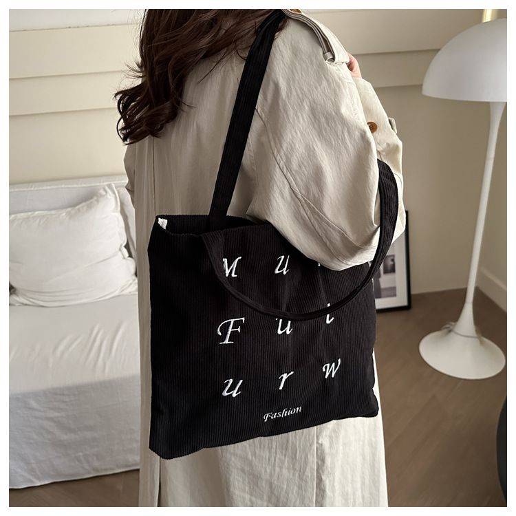 Corduroy Bag Handbags for Women Shoulder Bags Female Soft Environmental Storage Reusable Girls Small and Large Shopper Totes Bag
