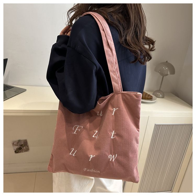Corduroy Bag Handbags for Women Shoulder Bags Female Soft Environmental Storage Reusable Girls Small and Large Shopper Totes Bag