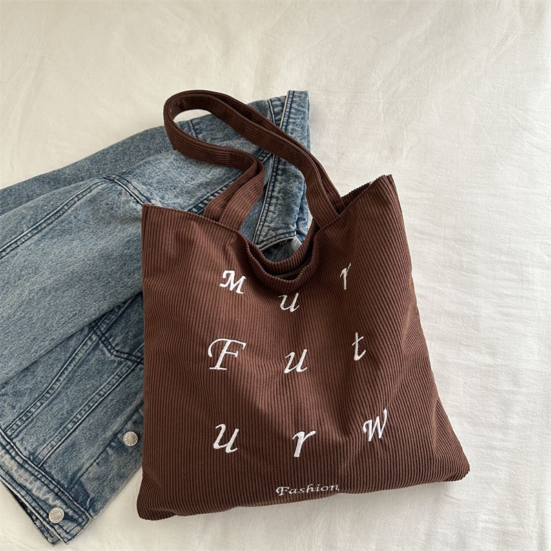 Corduroy Bag Handbags for Women Shoulder Bags Female Soft Environmental Storage Reusable Girls Small and Large Shopper Totes Bag
